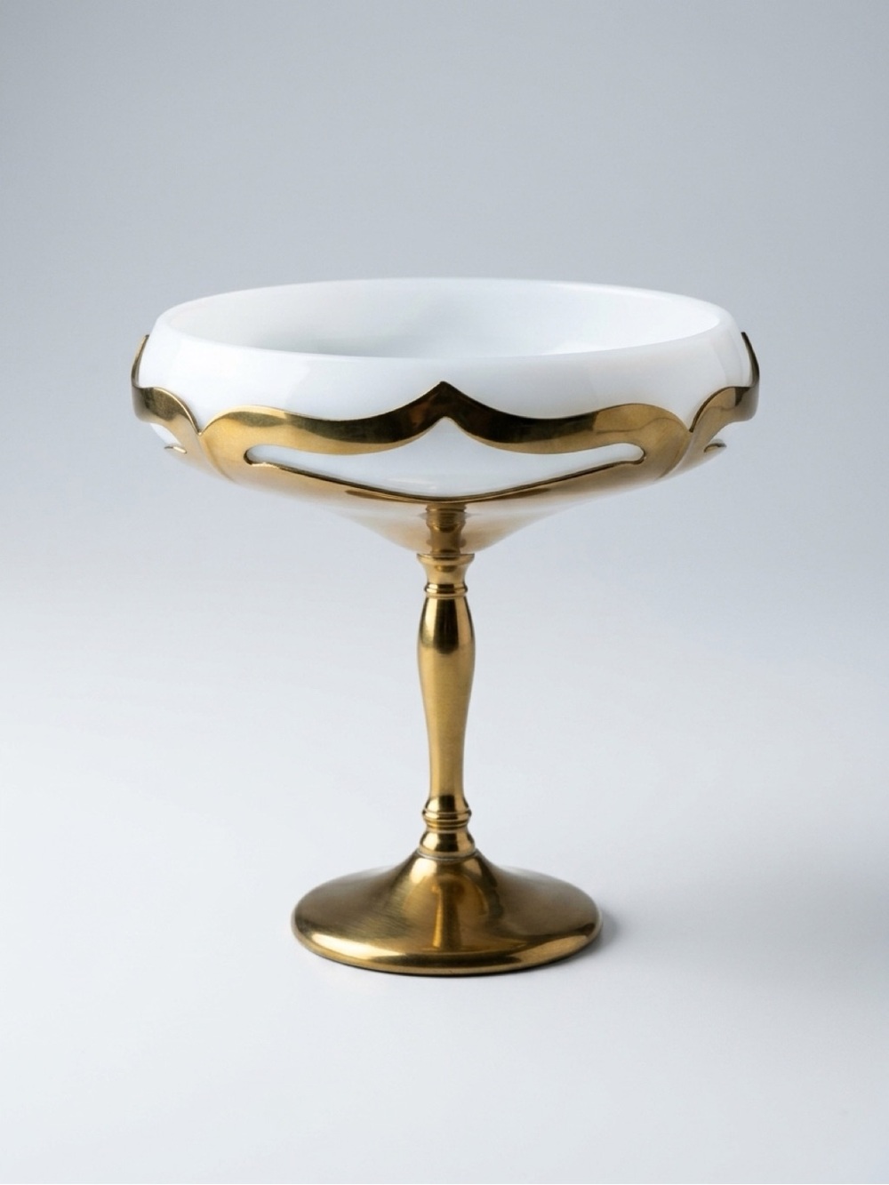 White and Gold Decorative Compote Bowl - Elegant Home Dining Accent